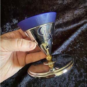 Silver Celestial Candlestick with Cobalt Glass Insert | Vintage Celestial Home